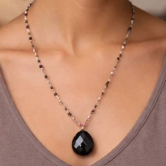 J. Jill Faceted Pendant Necklace Beaded Chain. (BJ111) - Picture 3 of 7